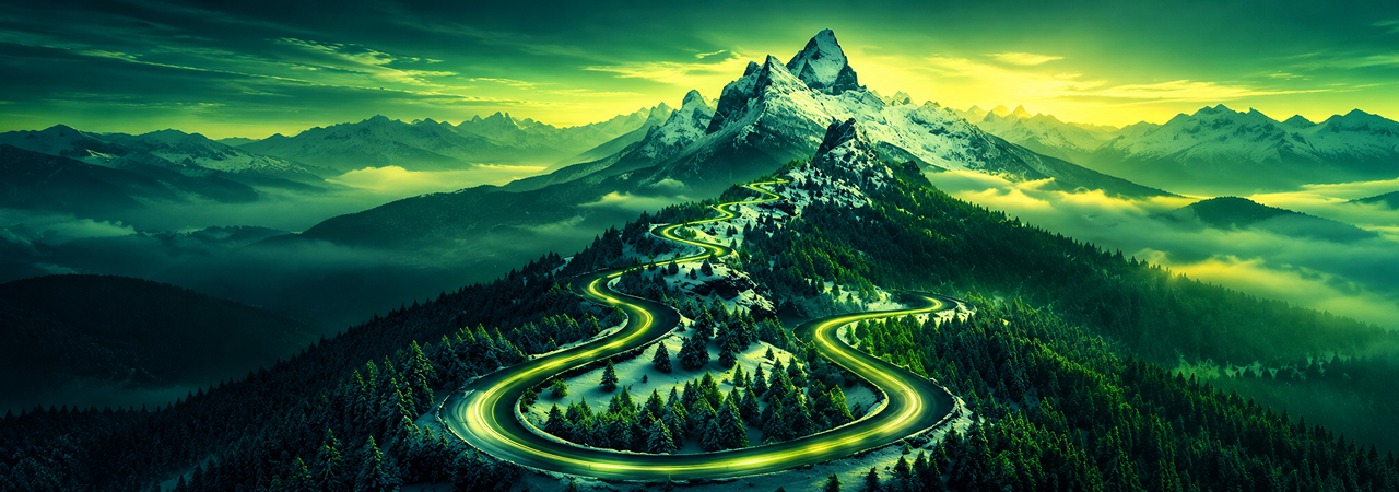 Rolling green hills under an open sky.